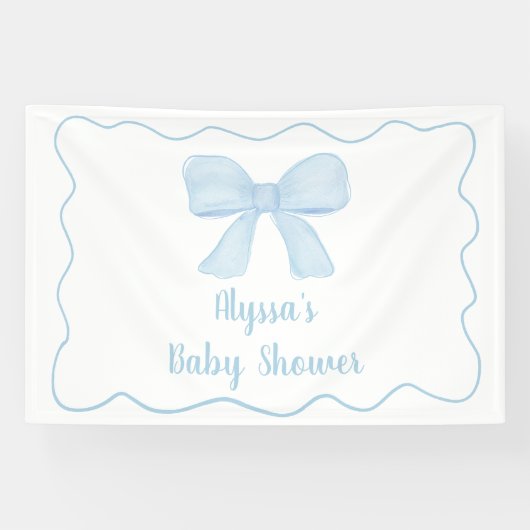 Coquette Blue Bow Baby shower Spandoek (Horizontaal)