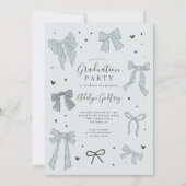 Coquette Blue Bow Graduation Party Invitation (Devant)