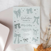 Coquette Blue Bow Graduation Party Invitation