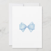 Coquette Blue Bow Modern Boy Baby shower Kaart (Achterkant)
