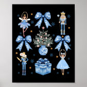 Coquette Blue Bow Notenkraker Xmas Vrolijk kerstfe Poster (Voorkant)