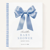 Coquette Blue Bow Ribbon Baby shower Gastboek Notitieboek (Voorkant)