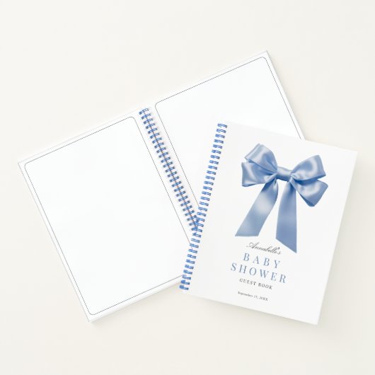 Coquette Blue Bow Ribbon Baby shower Livre d'invit (Intérieur)