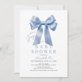 Coquette Blue Bow Ribbon Boy Baby shower Kaart (Voorkant)