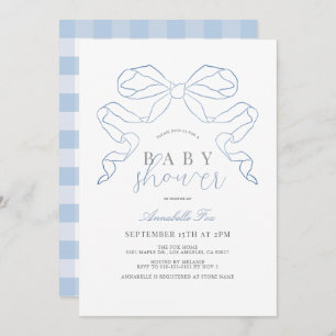 Coquette Blue Bow / Ribbon Boy Baby shower Kaart