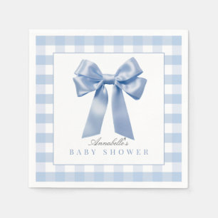 Coquette Blue Bow Ribbon Boy Baby shower Servet
