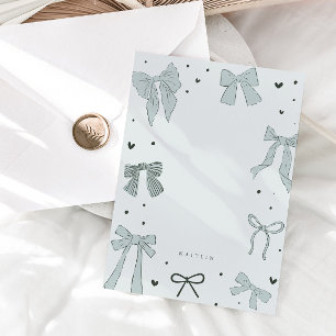 Coquette Blue Bow Ribbon Notitiekaartje