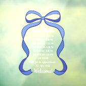 Coquette Blue Bow Small Business Open Hours Raamsticker (Vel 3)