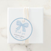Coquette Blue Boy Bow Baby shower Bedankjes Labels (In situ)