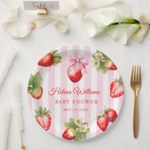 Coquette Boog Aardbeien Baby Shower Papieren Bordje