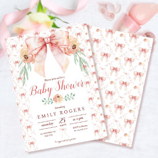 Coquette Boog en Bloemen Baby shower Kaart