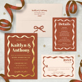 Coquette Boog Retro Echt Bruiloft Folie Uitnodiging