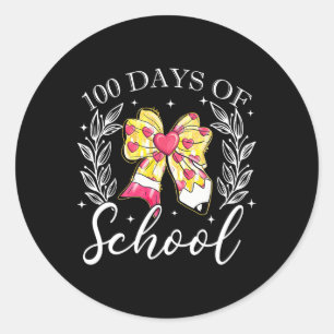 Coquette Bow 100 dagen van School Pencil Bow Teach Ronde Sticker