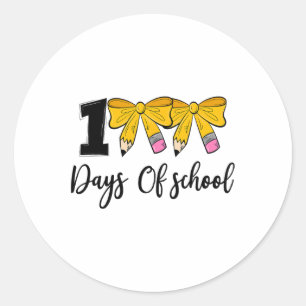 Coquette Bow 100 Dagen van School Pencil Meisjes K Ronde Sticker