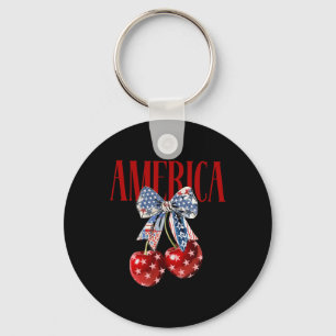 Coquette Bow America Cherry Amerikaanse vlag 4 jul Sleutelhanger