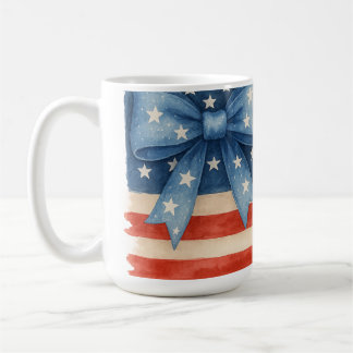 Coquette Bow American Flag Waterverf 4 juli Koffiemok
