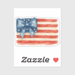 Coquette Bow American Flag Waterverf 4 juli Sticker