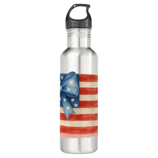 Coquette Bow American Flag Waterverf 4 juli Waterfles (Voorkant)