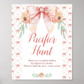 Coquette Bow Baby shower Fopspeen Hunt Poster (Voorkant)