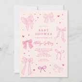 Coquette Bow Baby shower rose Invitation (Devant)