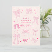 Coquette Bow Baby shower rose Invitation (Debout devant)