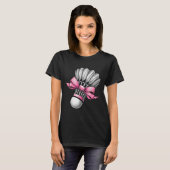 Coquette Bow Badminton Shuttle Pink Ribbon Mom Gir T-shirt (Voorkant volledig)