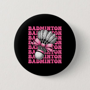 Coquette Bow Badminton Speler Shuttle Meisje Mama  Ronde Button 5,7 Cm