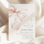 Coquette Bow Baptism Invitation