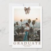 Coquette Bow Beige Faire-part de graduation photo (Devant)