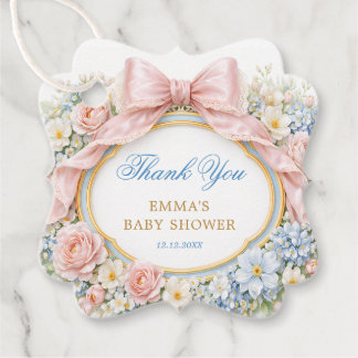 Coquette Bow Bloom Baby Shower Thank You Bedankjes Labels