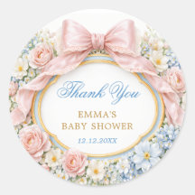 Coquette Bow Bloom Baby Shower Thank You