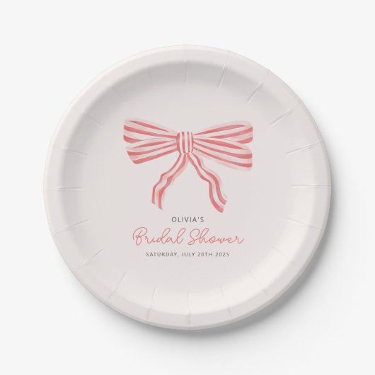 Coquette Bow Blush Vrijgezellenfeest Papieren Bordje (Voorkant)