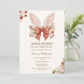 Coquette Bow Boho Bunny Ears Easter Baby shower Kaart (Staand voorkant)