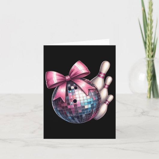 Coquette Bow Bowling LL Pins Geruite Disco Bowle Kaart (Voorkant)