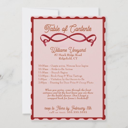 Coquette Bow Bruids douche Uitnodiging | 5x7 aange (Achterkant)