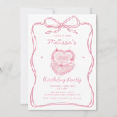 Coquette bow Cake invitation à la fête d'anniversa (Devant)
