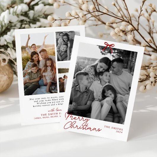 Coquette Bow Carte photo de vacances, Joyeux Noël