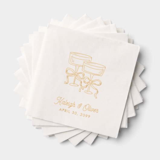 Coquette Bow Champagne Mariage Cocktail Serviettes (Insitu (empilé))