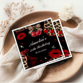 Coquette Bow Cheetah Birthday Party Napkins Servet