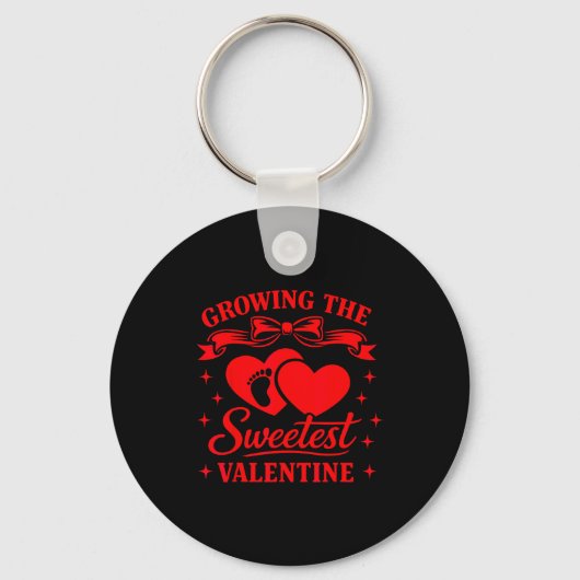 Coquette Bow Cherry Heart Valentine Pregnancy Reve Sleutelhanger (Voorkant)