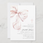 Coquette Bow Christening Invitation (Devant)
