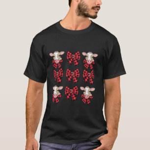 Coquette Bow Christmas Highland Koe Santa Schattig T-shirt