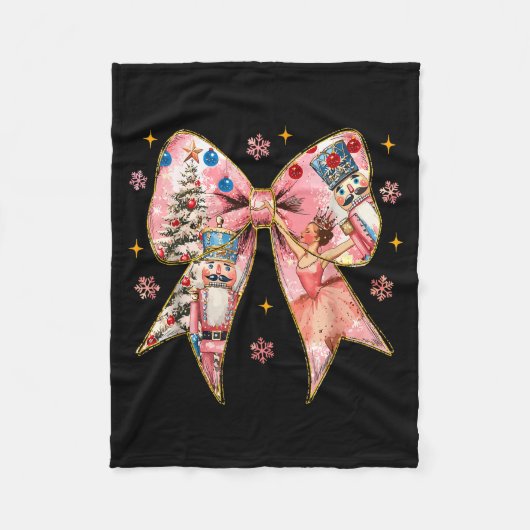Coquette Bow Christmas Nutcracker Ballet Festive W Fleece Deken (Voorkant)