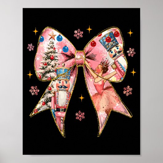 Coquette Bow Christmas Nutcracker Ballet Festive W Poster (Voorkant)