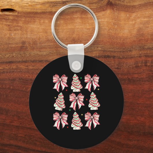 Coquette Bow Christmas Tree Cakes Xmas Family Paja Sleutelhanger (Voorkant)