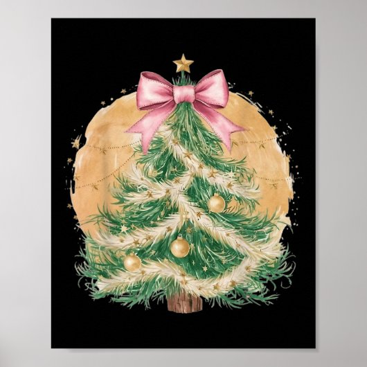 Coquette Bow Christmas Tree Xmas Holiday Girly Out Poster (Voorkant)