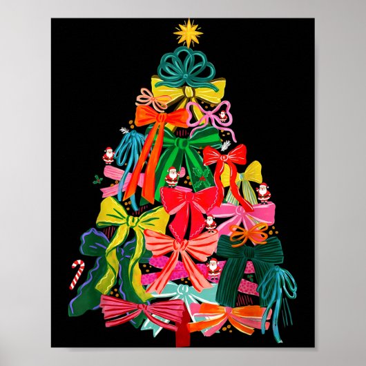 Coquette Bow Christmas Tree Xmas Holiday Girly Out Poster (Voorkant)