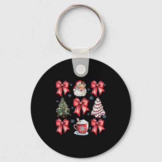 Coquette Bow Cocoa Santa Christmas Xmas Tree Pajam Sleutelhanger (Voorkant)