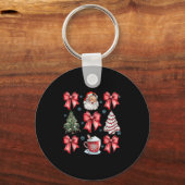Coquette Bow Cocoa Santa Christmas Xmas Tree Pajam Sleutelhanger (Voorkant)