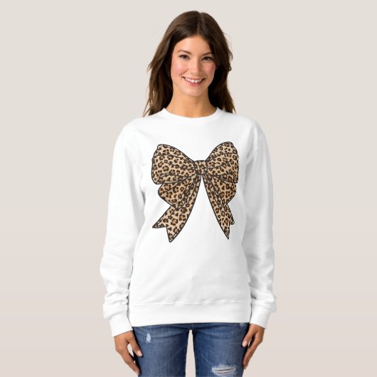 Coquette Bow Empreinte de léopard Bow Sweatshirt (Devant entier)